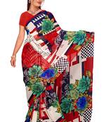 Multicolor printed georgette saree with blouse