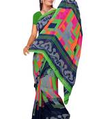 Multicolor printed georgette saree with blouse