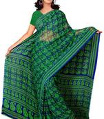Green printed georgette saree with blouse