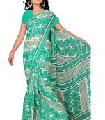 Green printed georgette saree with blouse