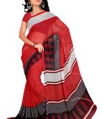 Multicolor printed georgette saree with blouse