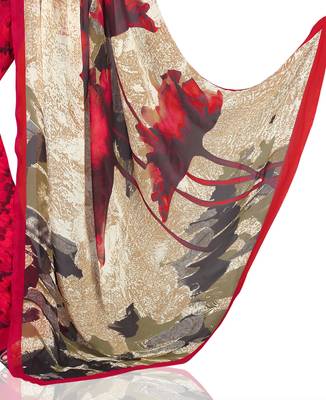 Red printed georgette saree with blouse 2