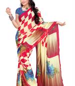 Multicolor printed georgette saree with blouse