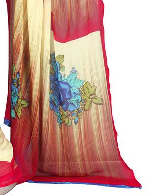 Multicolor printed georgette saree with blouse 2