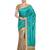 Turquoise embroidered chiffon saree with blouse