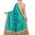Turquoise embroidered chiffon saree with blouse