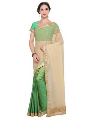 Green Embroidered Chiffion Saree With Blouse 1