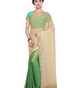 Green Embroidered Chiffion Saree With Blouse