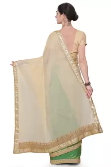 Green Embroidered Chiffion Saree With Blouse