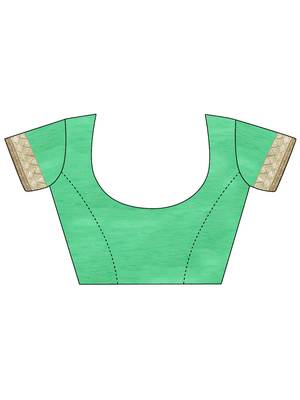 Green Embroidered Chiffion Saree With Blouse 4