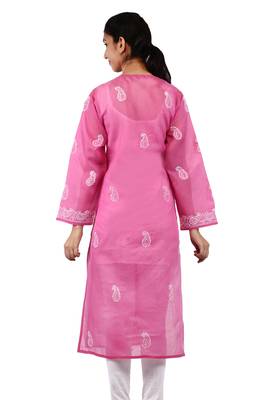 Pink embroidered cotton stitched kurtas-and-kurtis 3