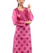 Pink embroidered cotton stitched kurtas-and-kurtis