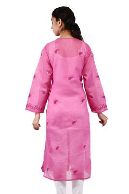 Pink embroidered cotton stitched kurtas-and-kurtis 3