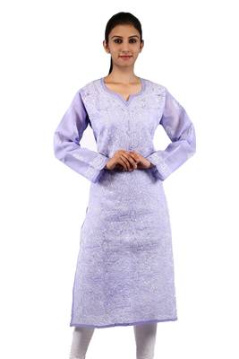 Purple embroidered cotton stitched kurtas-and-kurtis 1