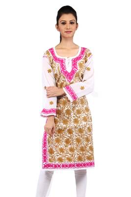 White embroidered cotton stitched kurtas-and-kurtis 1