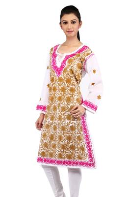 White embroidered cotton stitched kurtas-and-kurtis 2