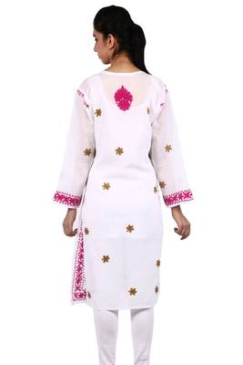 White embroidered cotton stitched kurtas-and-kurtis 3