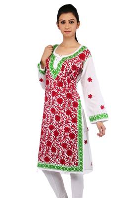 White embroidered cotton stitched kurtas-and-kurtis 2