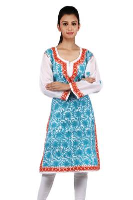 White embroidered cotton stitched kurtas-and-kurtis 1