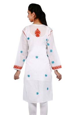 White embroidered cotton stitched kurtas-and-kurtis 3
