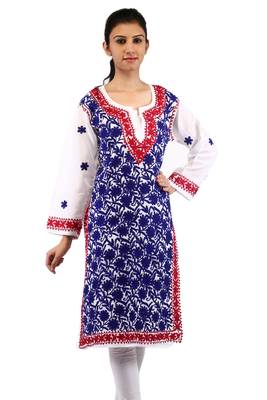 White embroidered cotton stitched kurtas-and-kurtis 1