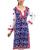 White embroidered cotton stitched kurtas-and-kurtis