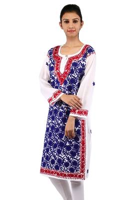 White embroidered cotton stitched kurtas-and-kurtis 2
