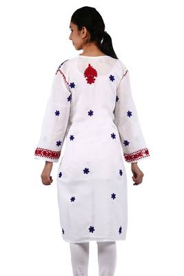 White embroidered cotton stitched kurtas-and-kurtis 3