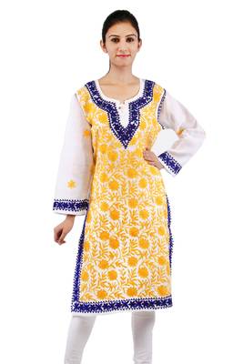 White embroidered cotton stitched kurtas-and-kurtis 1