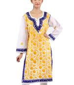 White embroidered cotton stitched kurtas-and-kurtis