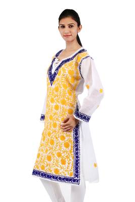 White embroidered cotton stitched kurtas-and-kurtis 2