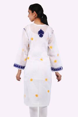 White embroidered cotton stitched kurtas-and-kurtis 3