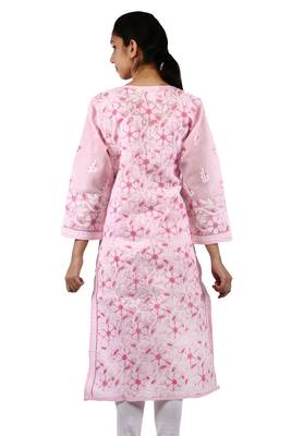 Pink embroidered cotton stitched kurtas-and-kurtis 3
