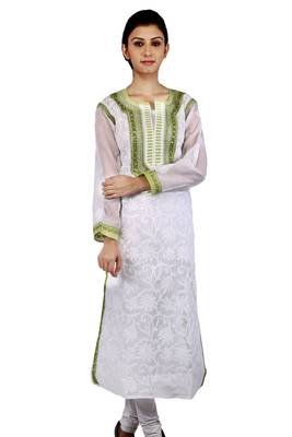 White embroidered cotton stitched kurtas-and-kurtis 1
