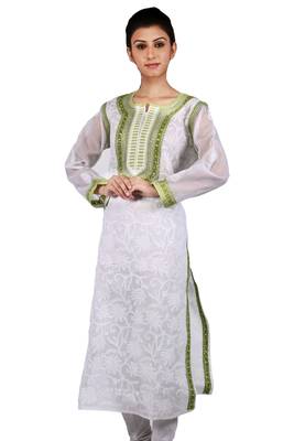 White embroidered cotton stitched kurtas-and-kurtis 2