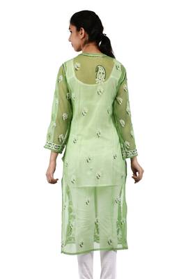 Green embroidered georgette stitched kurtas-and-kurtis 3