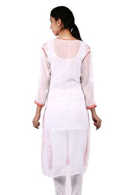 White embroidered georgette stitched kurtas-and-kurtis 3