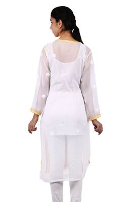 White embroidered georgette stitched kurtas-and-kurtis 3