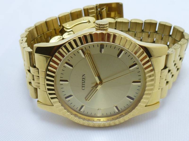 Gents Men Citizen Gold Plated Quartz Japan Wrist Watch