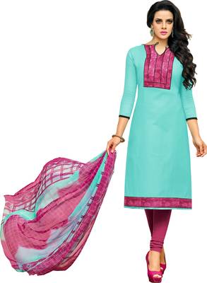 Sky blue printed cotton salwar with dupatta 1