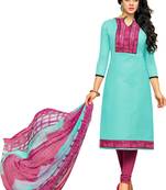 Sky blue printed cotton salwar with dupatta