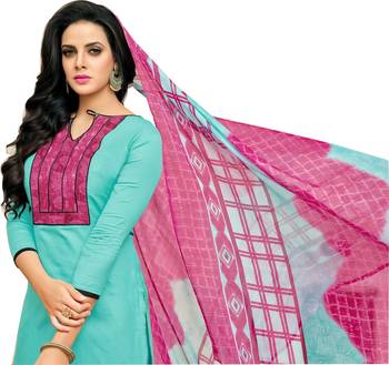 Sky blue printed cotton salwar with dupatta 2