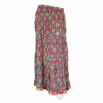 Jaipuri Pink Turquoise Fine Cotton Lehanga Skirt 1