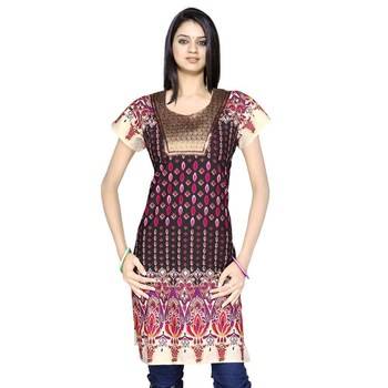 Exclusive Designer Brocade Black Cotton Kurti 1