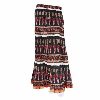 Bollywood Design Black N Red Pure Coton Long Skirt 1
