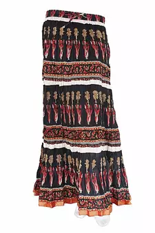 Bollywood Design Black N Red Pure Coton Long Skirt