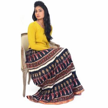 Bollywood Design Black N Red Pure Coton Long Skirt 3