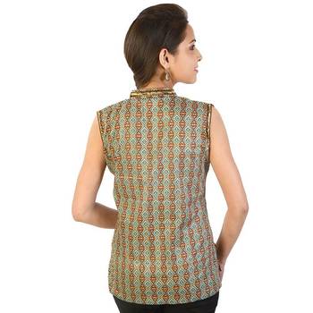 Ethnic Girls Resham Zari Work Brown Cotton Top 2