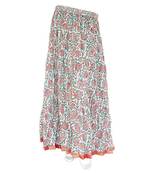 Jaipuri Ethnic Floral Print Long Green Coton Skirt