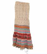 Multicolorcolor Base Handblock Print Long Cotton Skirt